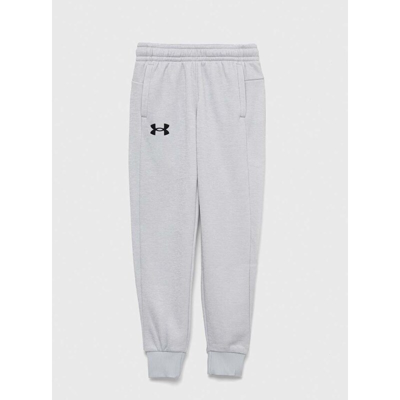 Dětské tepláky Under Armour šedá barva, hladké