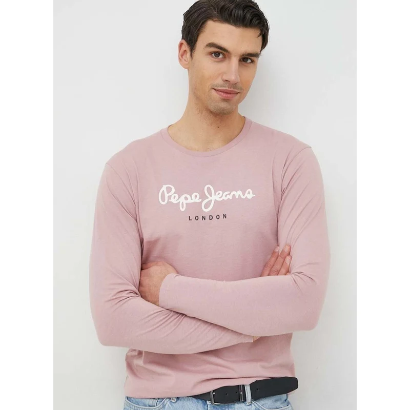 Bavlněné tričko s dlouhým rukávem Pepe Jeans Eggo Long N růžová barva, s  potiskem - GLAMI.cz