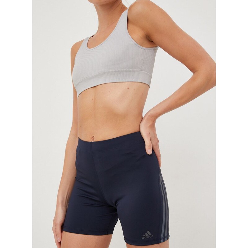 Běžecké šortky adidas Performance Run Icons tmavomodrá barva, s potiskem, high waist