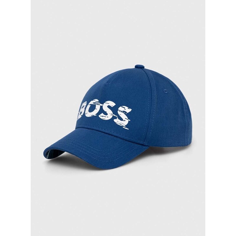 Bavlněná baseballová čepice BOSS BOSS GREEN s potiskem