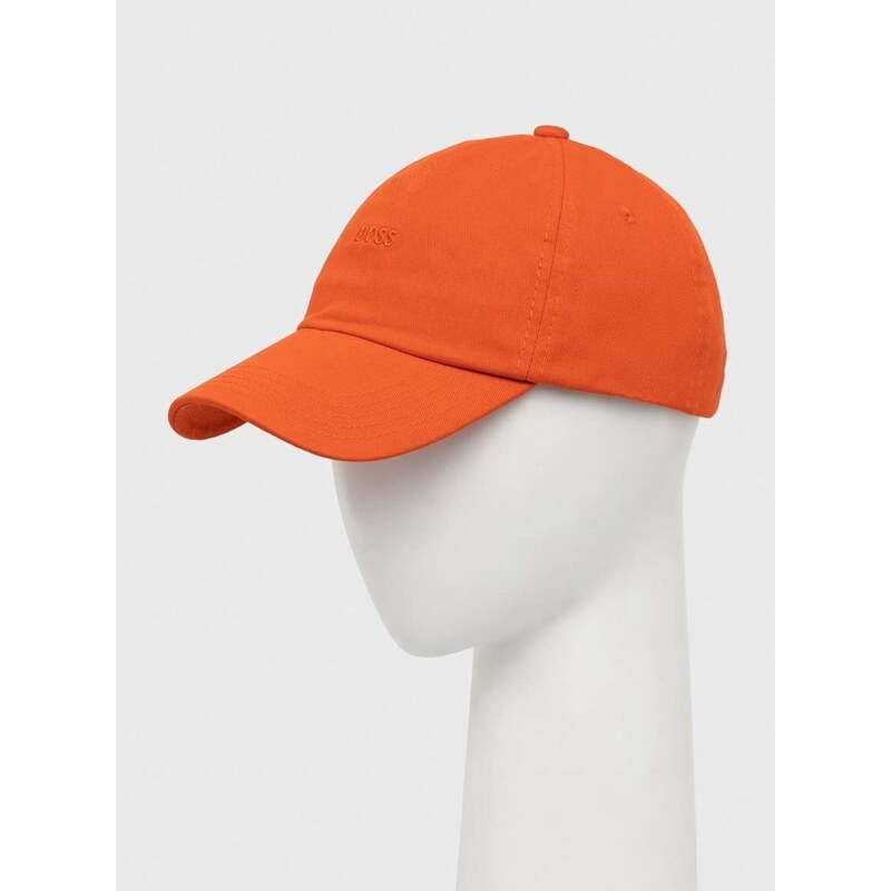 Bavlněná baseballová čepice BOSS BOSS ORANGE oranžová barva