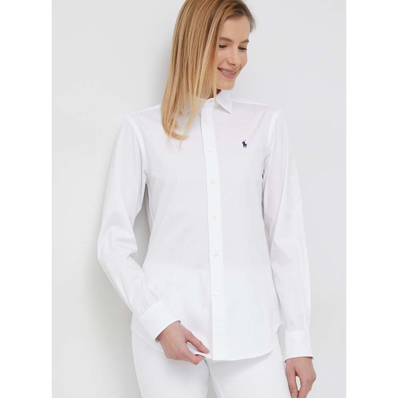 Bavlněná košile Polo Ralph Lauren bílá barva, regular, s klasickým límcem