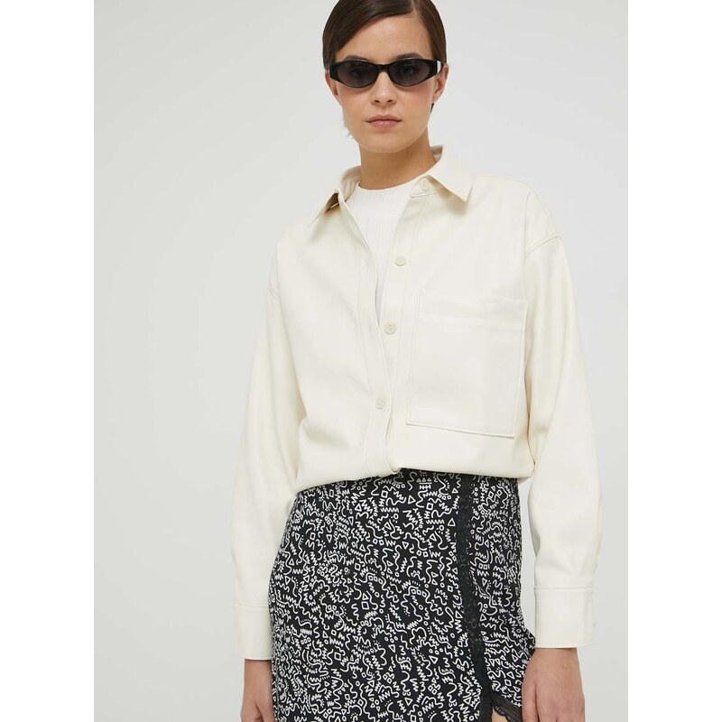 Košile Abercrombie & Fitch dámská, béžová barva, regular, s klasickým límcem