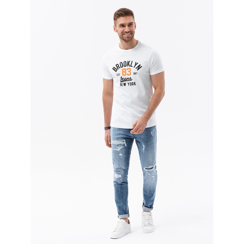 Ombre Men's printed cotton t-shirt - white