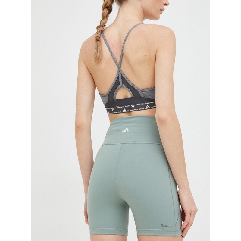 Šortky na jógu adidas Performance Yoga Studio zelená barva, high waist