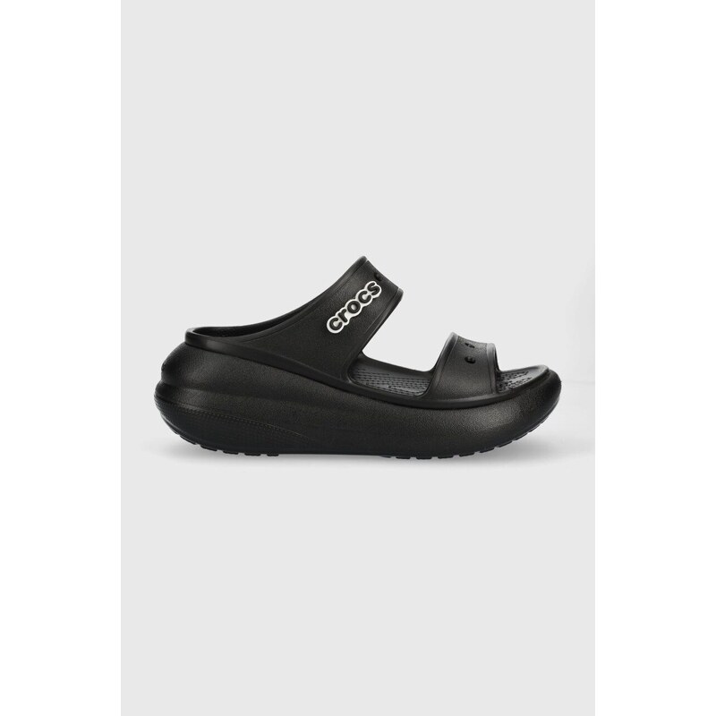Pantofle Crocs Classic Crush Sandal dámské, černá barva, na platformě, 207670
