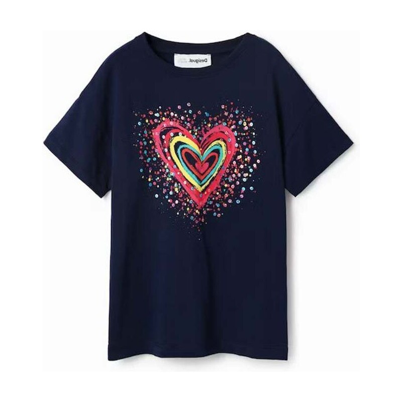 Dětské bavlněné tričko Desigual tmavomodrá barva