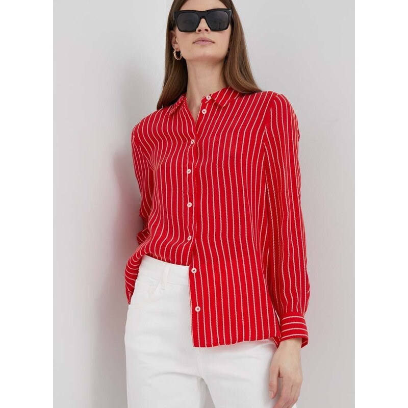 Košile Tommy Hilfiger dámská, červená barva, regular, s klasickým límcem -  GLAMI.cz