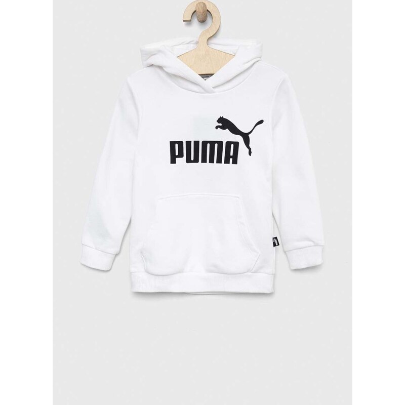 Dětská mikina Puma ESS Logo Hoodie TR G bílá barva, s kapucí, s potiskem