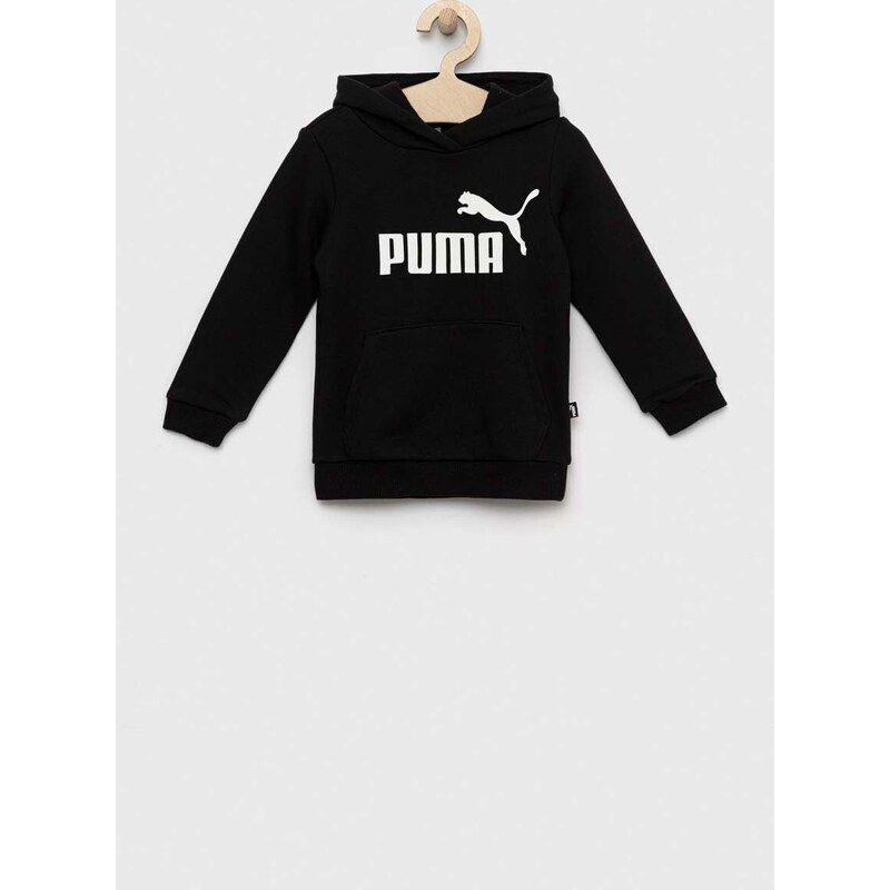 Dětská mikina Puma ESS Logo Hoodie TR G černá barva, s kapucí, s potiskem