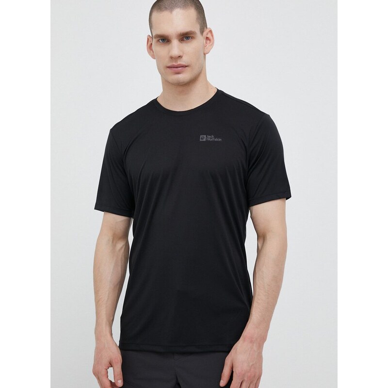 Sportovní tričko Jack Wolfskin Tech černá barva, 1807072