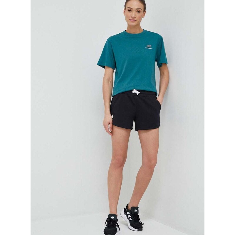 Kraťasy Under Armour dámské, černá barva, melanžové, high waist