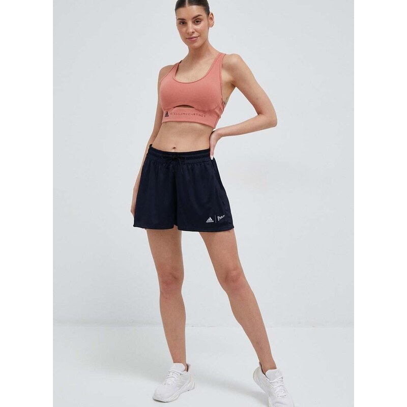 Běžecké šortky adidas Performance x Parley tmavomodrá barva, high waist