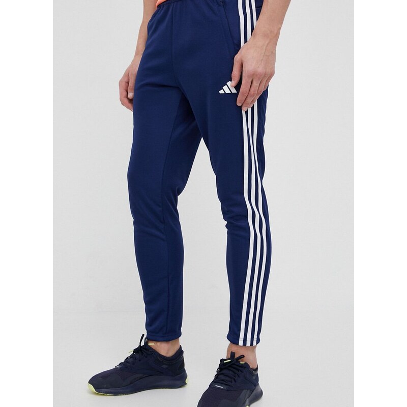 Tréninkové kalhoty adidas Performance Train Essentials 3-Stripes tmavomodrá barva, s aplikací, IB8169