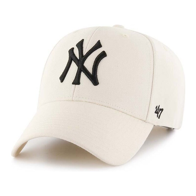 Čepice s vlněnou směsí 47brand MLB New York Yankees béžová barva, s aplikací, B-MVPSP17WBP-NT
