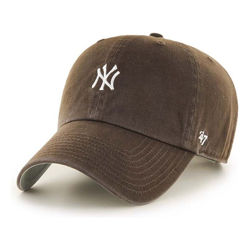 Bavlněná baseballová čepice 47brand MLB New York Yankees hnědá barva, s aplikací