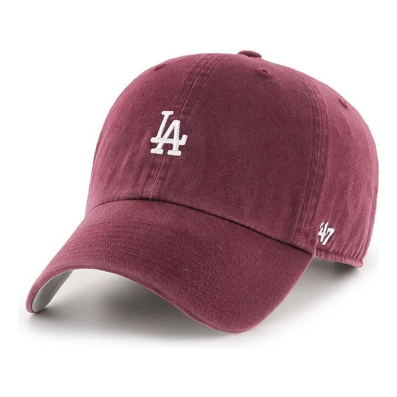 Bavlněná baseballová čepice 47brand MLB Los Angeles Dodgers vínová barva, s aplikací, B-BSRNR12GWS-KMA