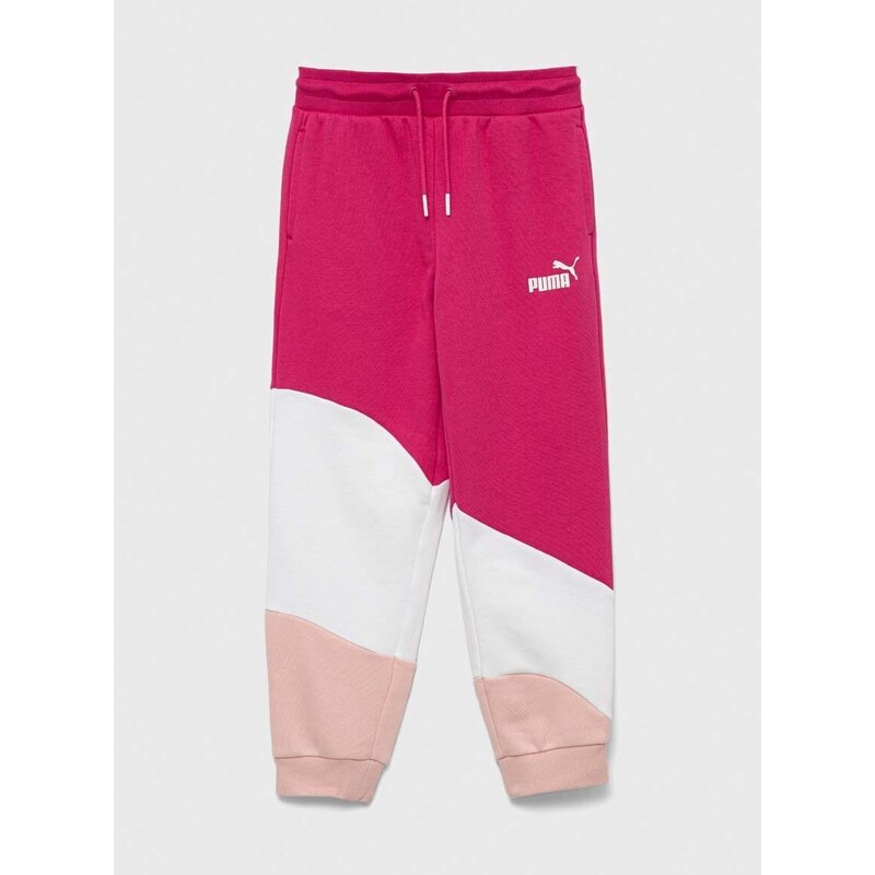 Dětské tepláky Puma PUMA POWER Cat High Waist Pants TR G růžová barva, vzorované