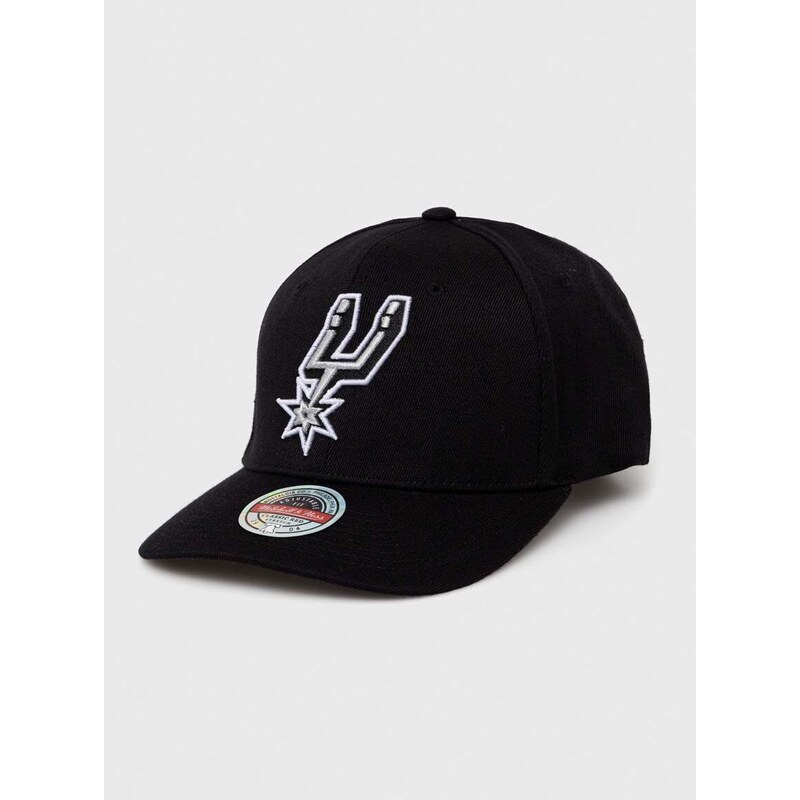 Čepice s vlněnou směsí Mitchell&Ness San Antonio Spurs černá barva, s aplikací