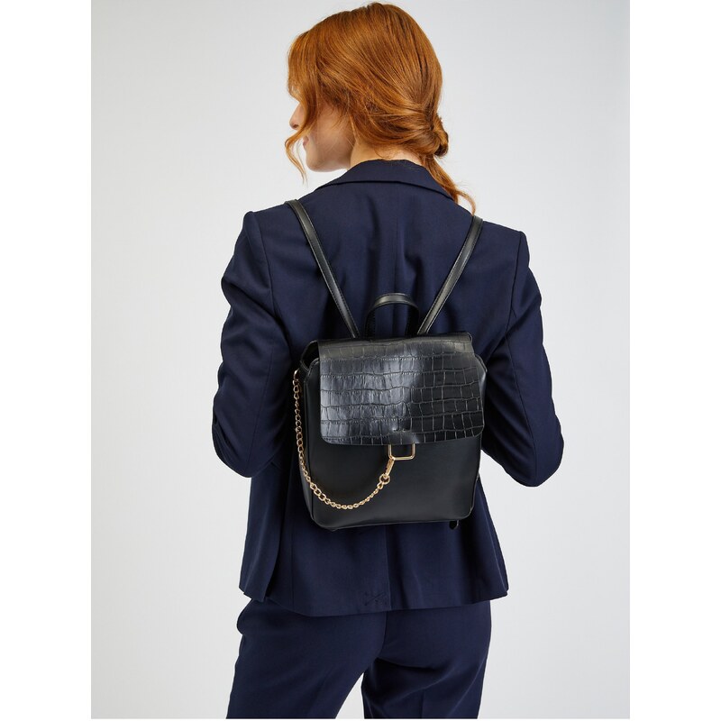 Orsay Černý dámský batoh s krokodýlím vzorem - Dámské