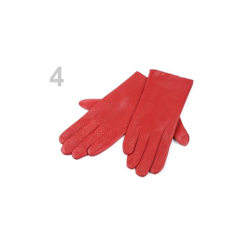 Dámské kožené rukavice 10x26cm (1 pár) - 4 červená jahoda Stoklasa