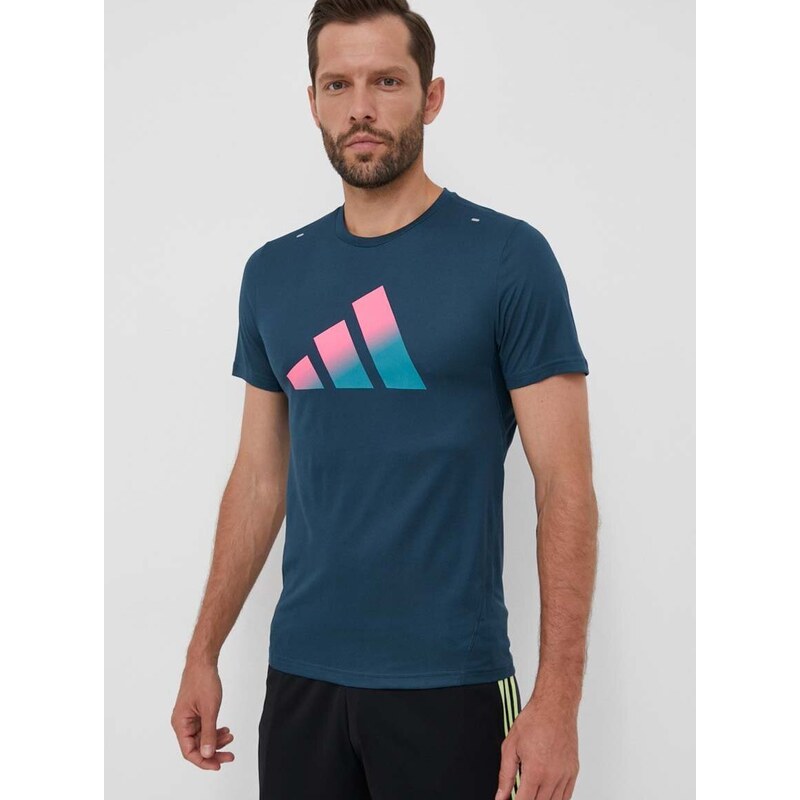 Běžecké tričko adidas Performance Run Icons tyrkysová barva, s potiskem