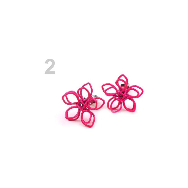 Stoklasa Náušnice drátkové KVĚT (1 pár) - 2 růžová neon