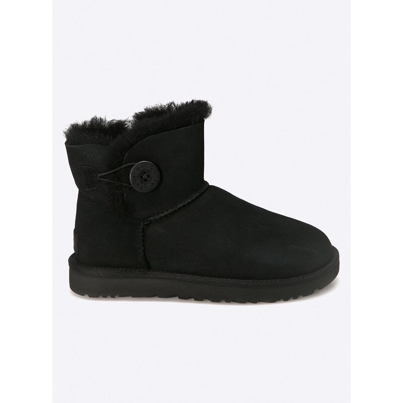 Semišové sněhule UGG Mini Bailey Button II dámské, černá barva, 1016422.BLK