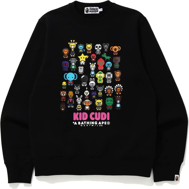 Bape x Kid Cudi Baby Milo Crewneck Black