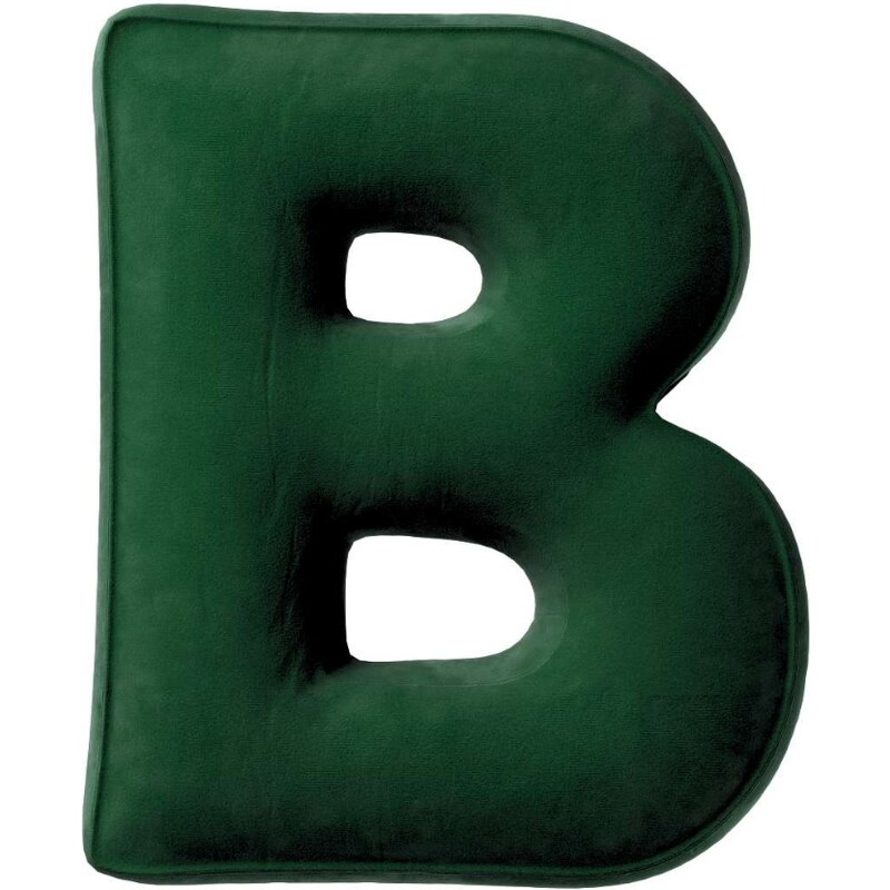 Yellow Tipi Tmavě zelený sametový polštář písmeno B 40 cm