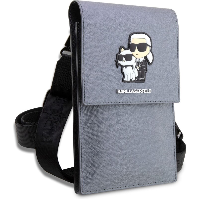 Univerzální pouzdro / taška s kapsou na mobil - Karl Lagerfeld, Metal Logo NFT Wallet Silver