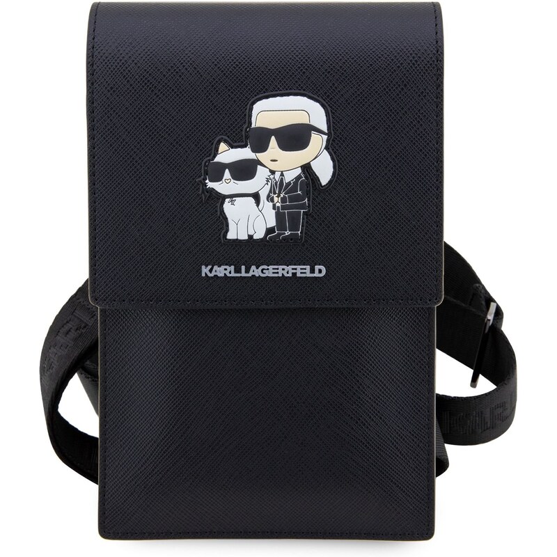 Univerzální pouzdro / taška s kapsou na mobil - Karl Lagerfeld, Metal Logo NFT Wallet Black