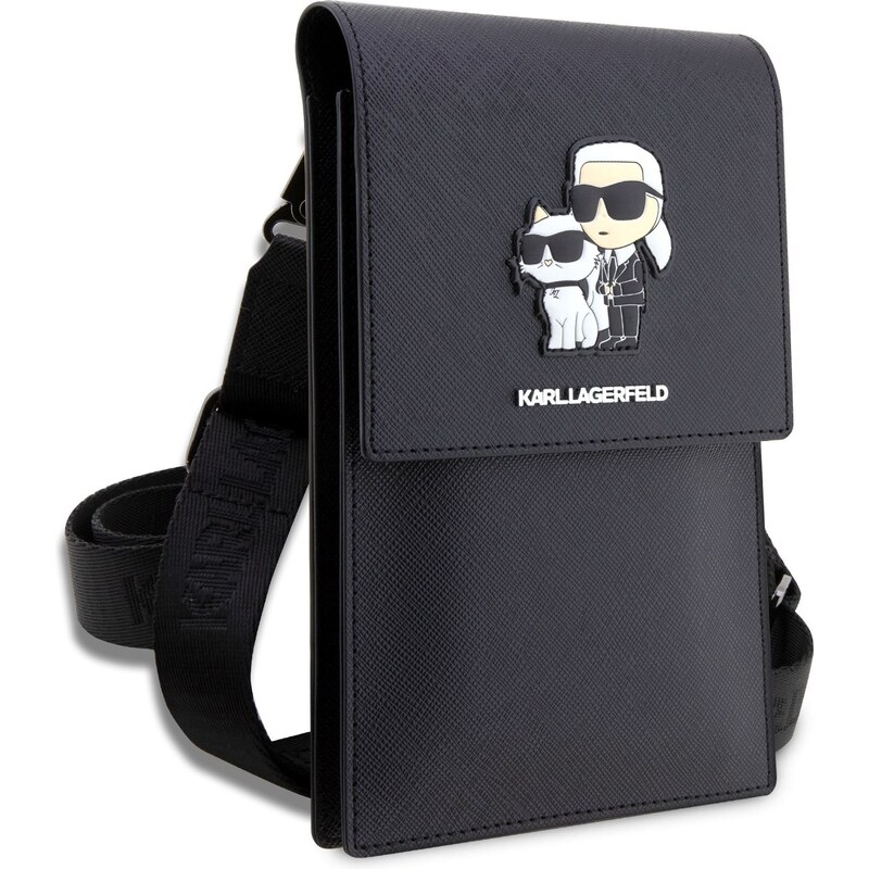 Univerzální pouzdro / taška s kapsou na mobil - Karl Lagerfeld, Metal Logo NFT Wallet Black