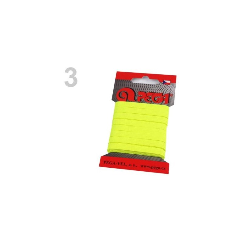 Pruženka na kartách prádlová šíře 7mm barevná ČESKÝ VÝROBEK (1 karta) - 3 Sulphur Spring neon Stoklasa