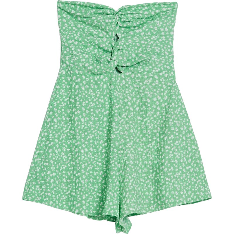 Bershka Overal světle zelená / bílá 109459600