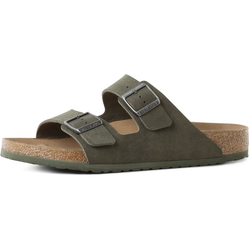 BIRKENSTOCK Pantofle Arizona karamelová / olivová / stříbrná