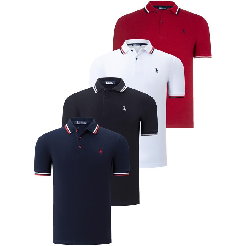 QUAD SET T8594 DEWBERRY MENS T-SHIRT-BLACK-WHITE-NAVY BLUE-BURGUNDY