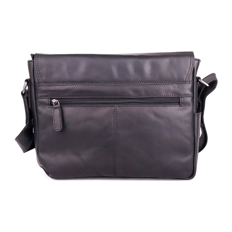 Středně velká kožená pánská crossbody taška GreenWood no. 113 černá