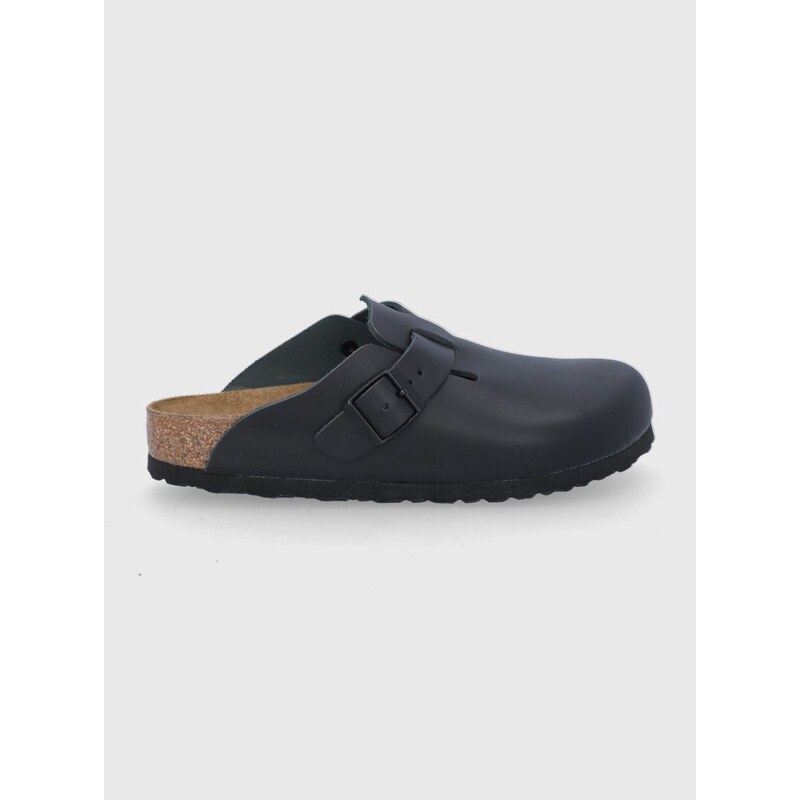 Kožené pantofle Birkenstock Boston dámské, černá barva, 60193-Black