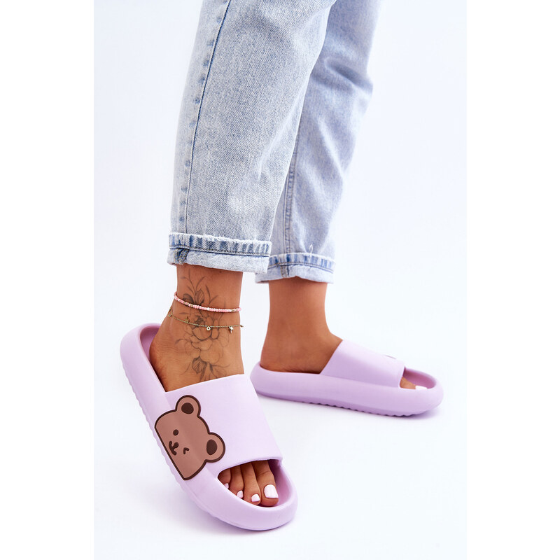 Botoshop Dámské lehké pěnové pantofle Bear Motiv fialove Parisso