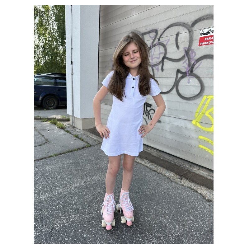 JOYCE Dívčí bavlněné šaty "DRESS POLO"/Červená, modrá, bílá, růžová
