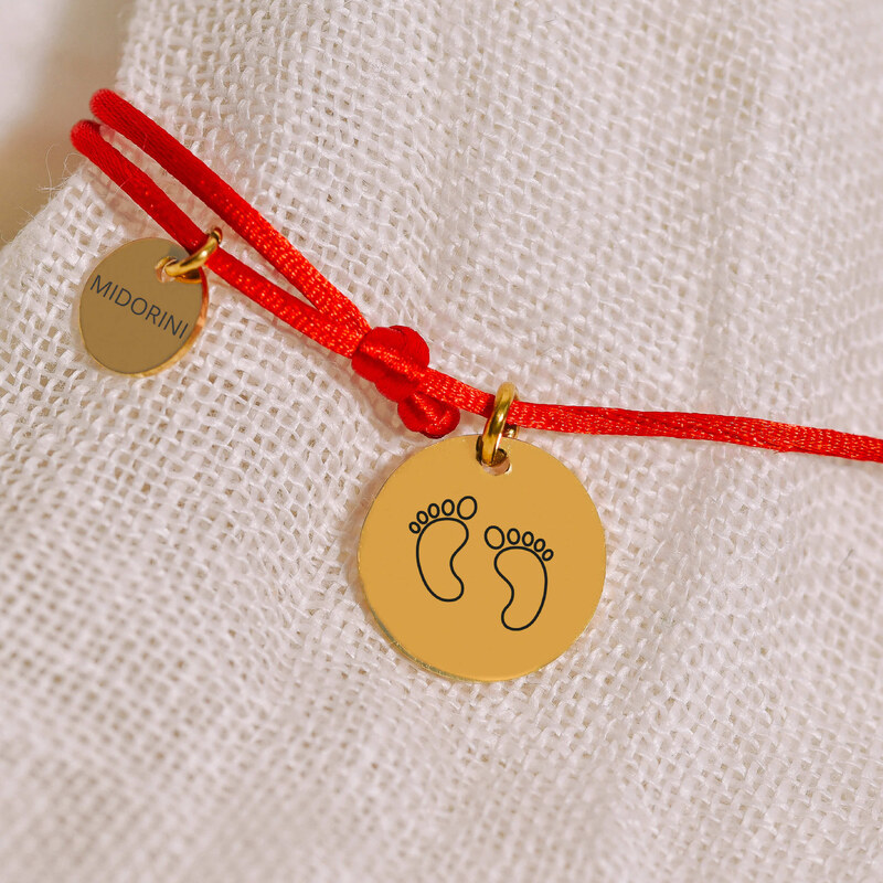 MIDORINI.CZ Dámský náramek na barevné šňůrce s ocelovým medailonkem, Gravírování na přání
