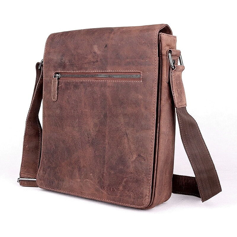 Velká pánská kožená crossbody taška GreenWood no. 584 hnědá