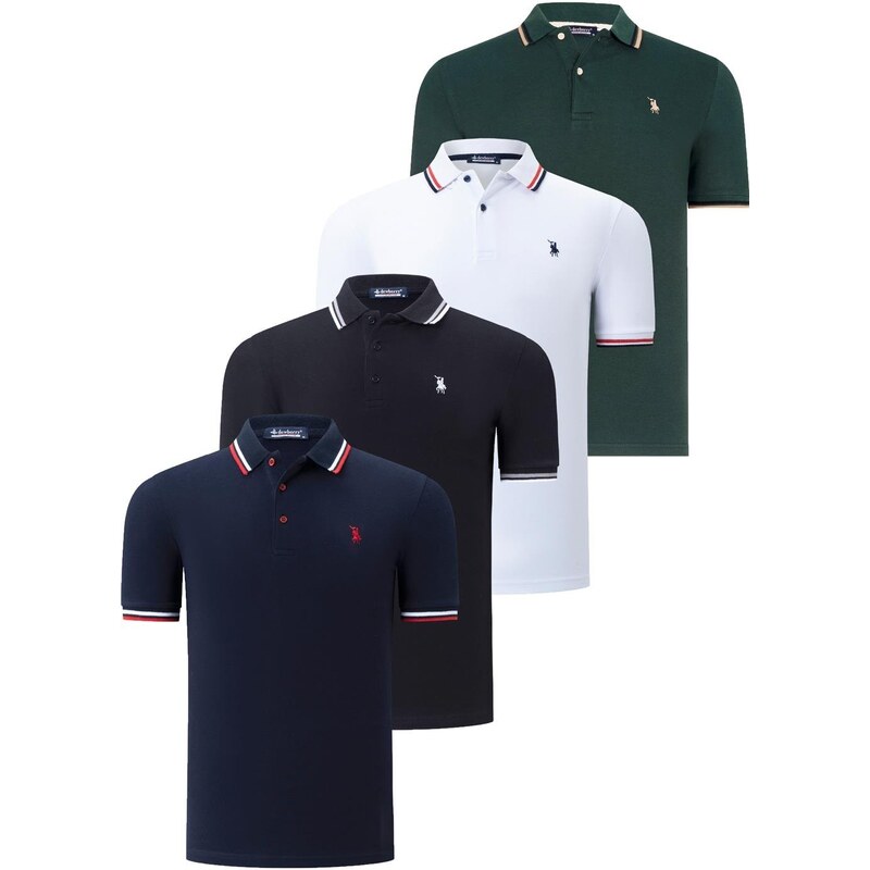 QUAD SET T8594 DEWBERRY MENS T-SHIRT-BLACK-WHITE-NAVY BLUE-NEFT