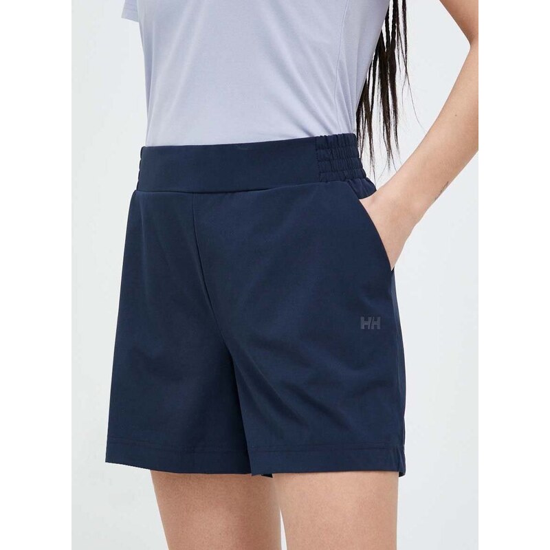 Outdoorové šortky Helly Hansen Thalia 2.0 tmavomodrá barva, high waist, 34328