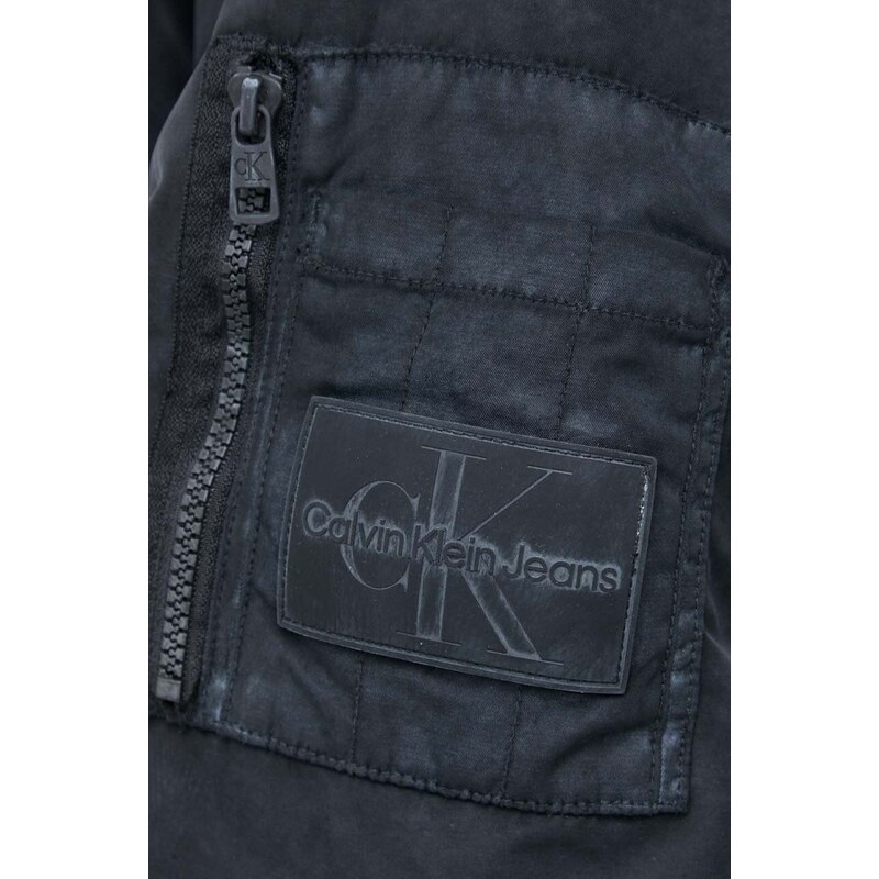 Bomber bunda Calvin Klein Jeans černá barva, přechodná, oversize