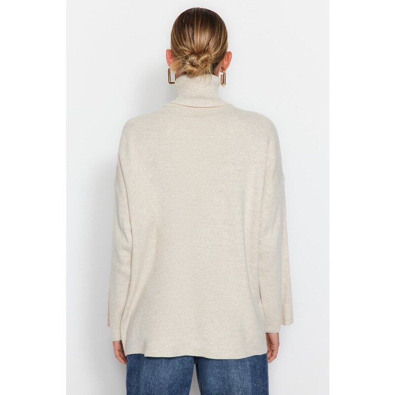 Trendyol Stone Wide Fit Základní oversize pletený svetr