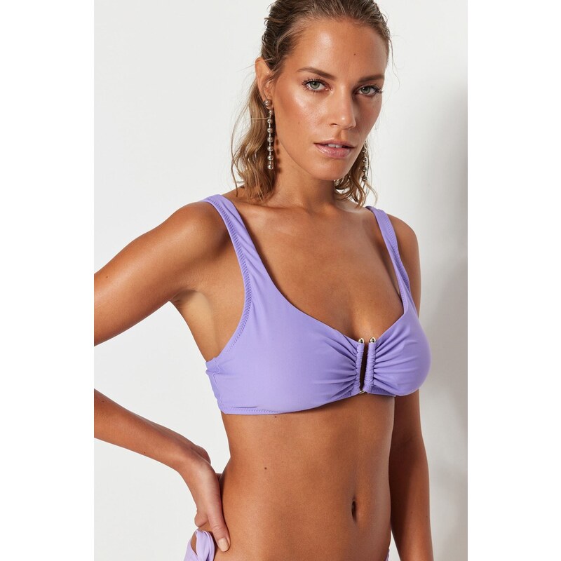 Trendyol Lilac Bralet U Strand Bikini Top