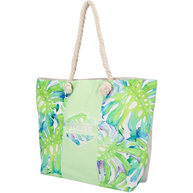 Jessica Prostorná plážová taška Tropy, světle zelená
