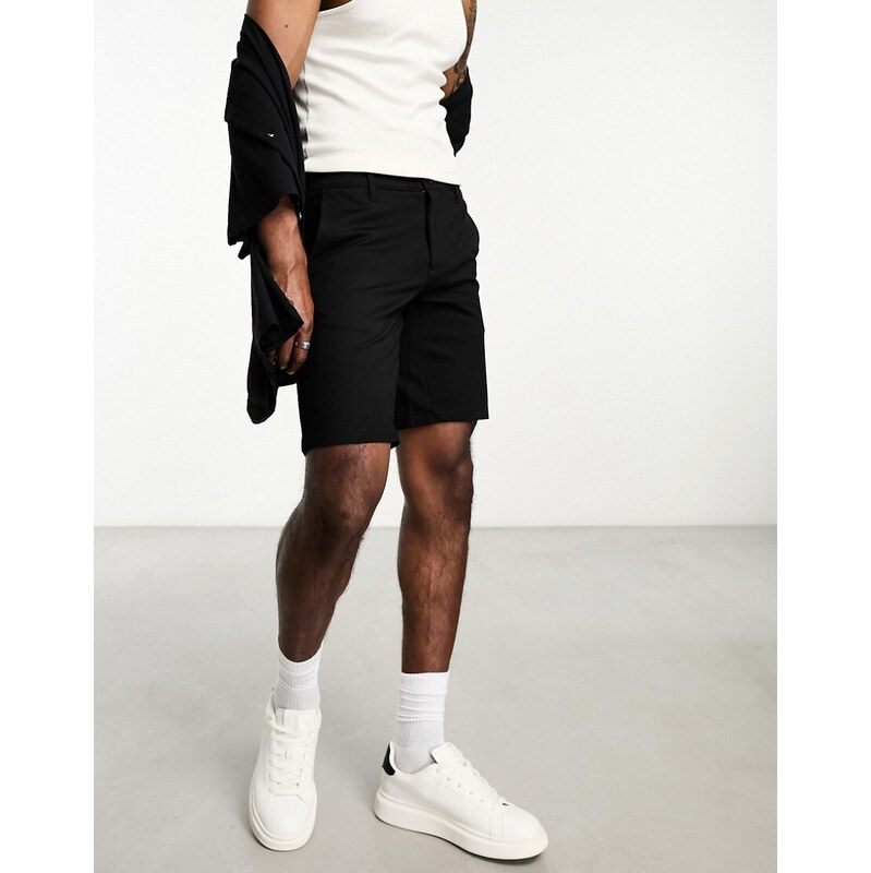 ONLY & SONS smart jersey short in black
